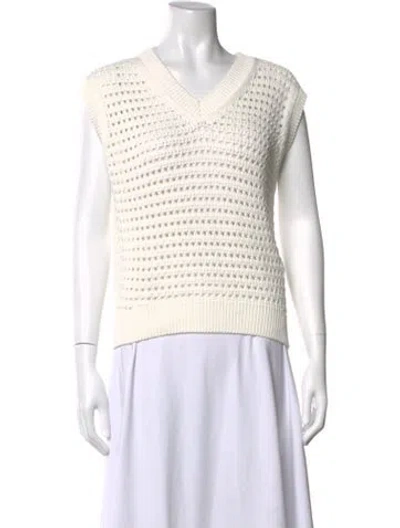 Pre-owned Max Mara V-neck Sweater W/ Tags In White