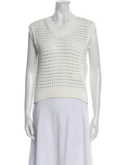 Pre-owned Max Mara V-neck Sweater In White