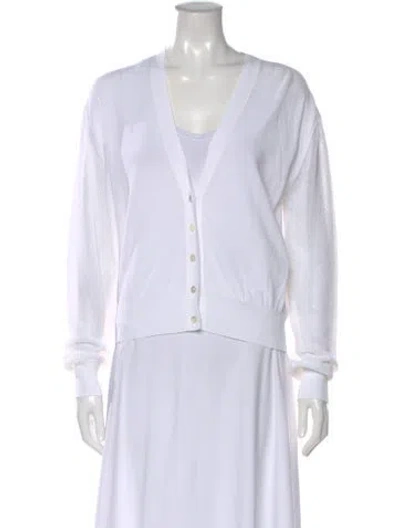 Pre-owned Max Mara V-neck Sweater In White