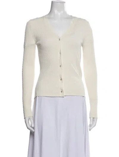 Pre-owned Max Mara V-neck Sweater In White