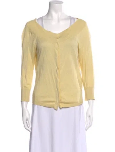 Pre-owned Max Mara V-neck Sweater In Yellow