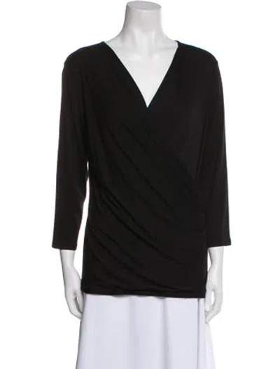 Pre-owned Max Mara V-neck Three-quarter Sleeve Blouse W/ Tags In Black