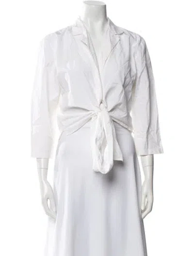 Pre-owned Max Mara V-neck Three-quarter Sleeve Crop Top In Neutral