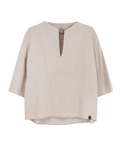 Max Mara V-neck Top In Neutral