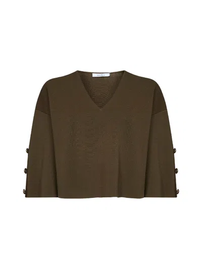 Max Mara V-neck Viscose Knitwear Sweater In Green