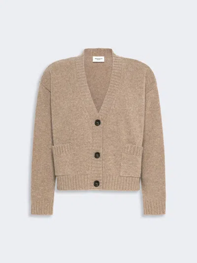Max Mara V-neck Wool Yarn Cardigan In Brown