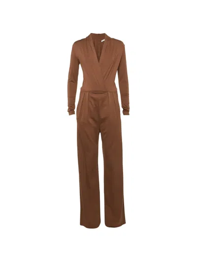 Pre-owned Max Mara V-neck Wrap Jumpsuit In Brown