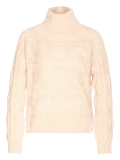 Max Mara Vodka High-neck Long-sleeves Sweater In Neutral