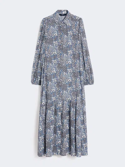 Max Mara Voile Patterned Shirt Dress In Blue
