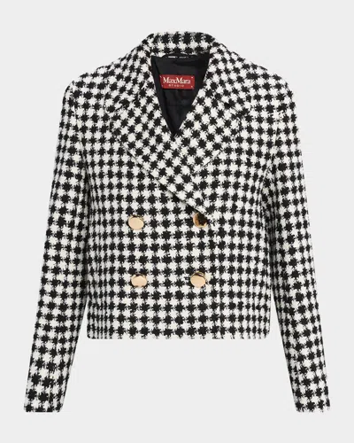MAX MARA VOLANTE DOUBLE-BREASTED HOUNDSTOOTH JACKET