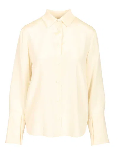 Max Mara Voliera Oversize Shirt Silk Cady Shirts White In Yellow