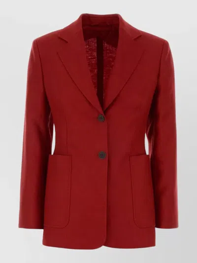 Max Mara Volonta Linen Blazer Notch Lapel Tailoring In Red