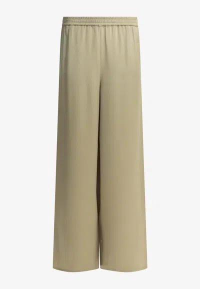 Max Mara Volonta Silk Crepe Casual Pants In Green