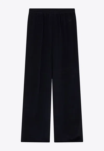 Max Mara Volonta Silk Wide-leg Pants In Navy