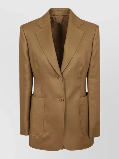 Max Mara Volonta Single Breasted Jacket Notch Lapel In Brown