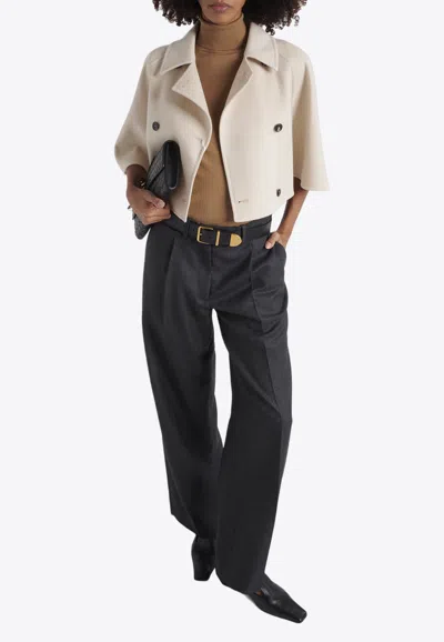 Max Mara Volume Cropped Cape Coat In Beige