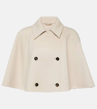 Max Mara Volume Wool And Cashmere Cape In Beige