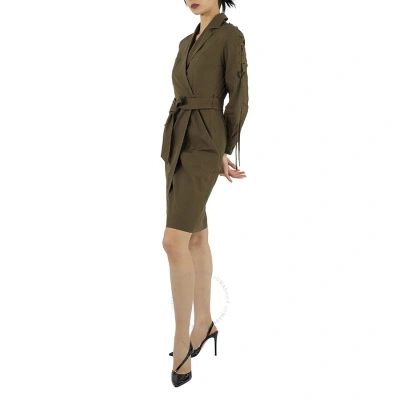 Max Mara Voto Wrapped Shirt Dress In Army Green