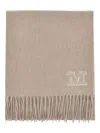 Max Mara Cashmere Scarf With Monogram Embroidery In Neutral