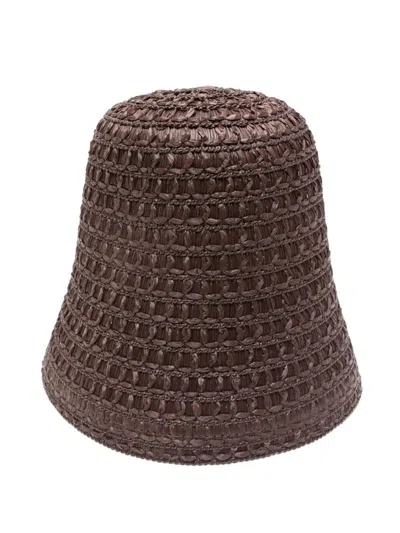 Max Mara Woven Wide Brim Hat For Summer In Brown