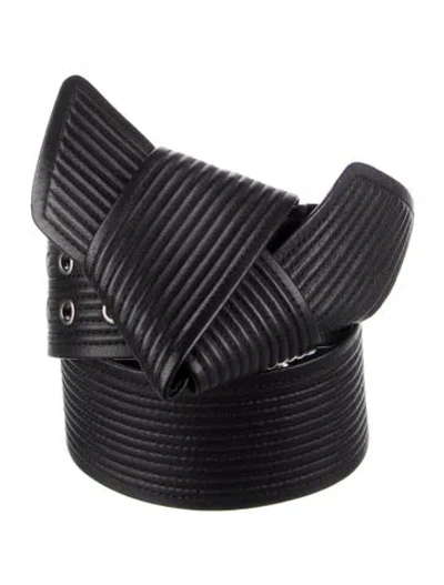 Pre-owned Max Mara Waist Belt Wide Waist Belt In Black