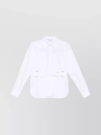 Max Mara Waist Belted Collar Neck Long Sleeves In White