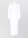 Max Mara Waist Belted French Cuffs Long Sleeve Midi Dress In White