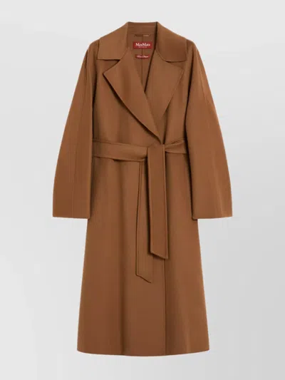 Max Mara Waist Belted Long Length Coat In Brown