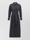 Max Mara Go Belted Waist Midi Dress With Long Sleeves