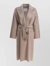 Max Mara Waist Belted Long Sleeves Front Pockets Lapels In Gray