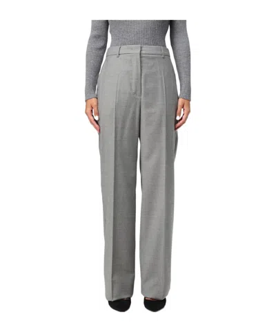 Max Mara Waistband Loop Casual Pants In Gray