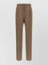 Max Mara Waistband Pleated Front Side Pockets Trousers In Brown