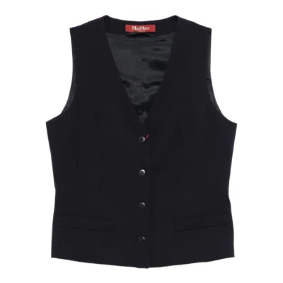 Max Mara Studio Mstmadia V-neck Waistcoat In Black