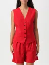 Max Mara Womens Red Zuai Monogram-print Wool Waistcoat