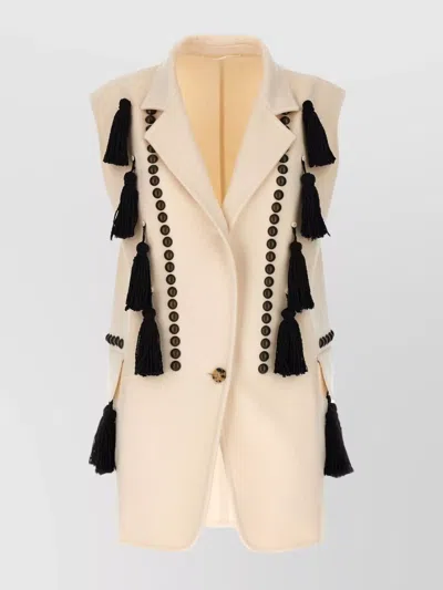 MAX MARA WAISTCOAT WITH TASSEL EMBELLISHMENTS AND NOTCHED LAPEL