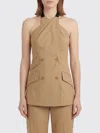 Max Mara Maxmara Mxsnuraghe Sleeveless Jacket In Wool And Silk Poplin In Brown