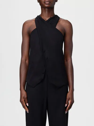 Max Mara Black Wool And Satin Gilet