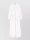Max Mara White Maxi Dress With Classic Collar And Belted Waist In White