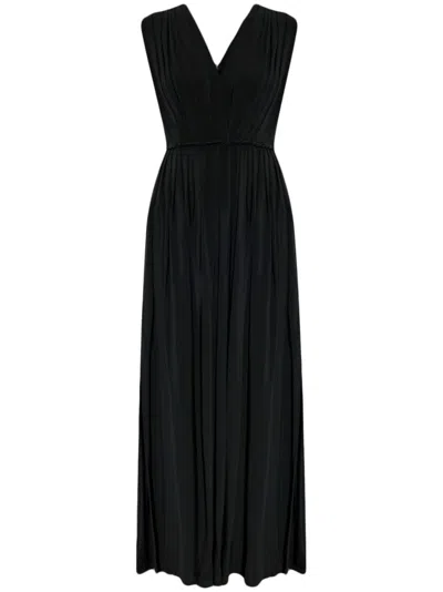 Max Mara Walter Draped Maxi Jersey Dress In Black