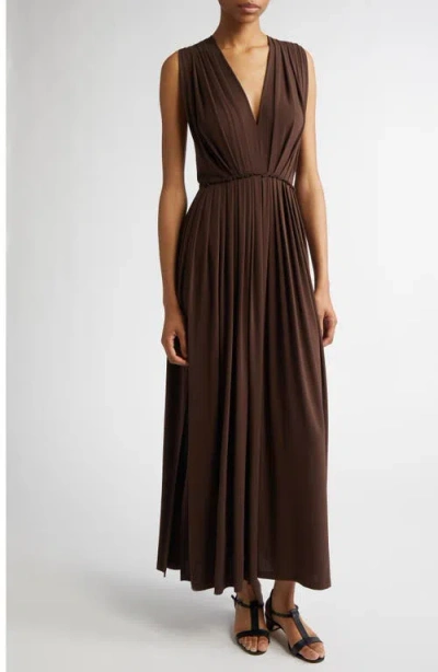 Max Mara Walter Stretch Jersey Long Dress In Brown