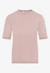 Max Mara Warren Knitted Top In Silk And Cashmere In Pink