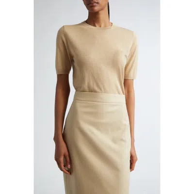 Max Mara Warren Short Sleeve Silk & Cashmere Crewneck Sweater In Ecru