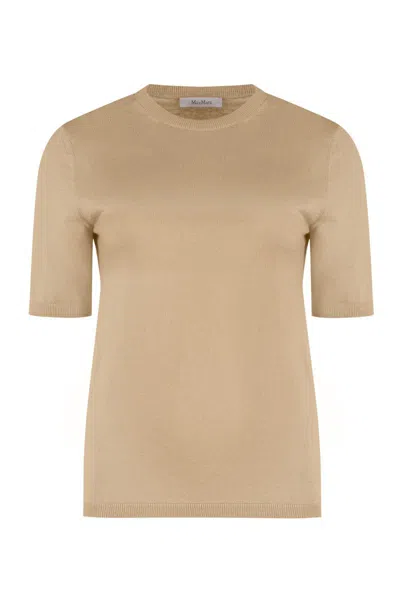 Max Mara Stretch-cotton T-shirt In Beige