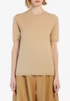 Max Mara Warren Silk And Cashmere Fine Knit Top In Ecru