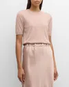 Max Mara Warren Silk-cashmere Short-sleeve Sweater In Puder