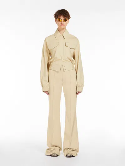 Max Mara Washed Cotton Bomber Jacket In Neutral