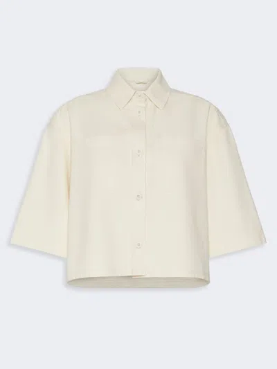 Max Mara Washed Cotton Cropped Jacket In Neutral