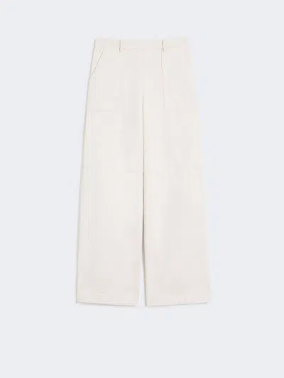 Max Mara Washed Cotton Trousers In Neutral