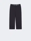 Max Mara Washed Fabric Cropped Trousers In Blue