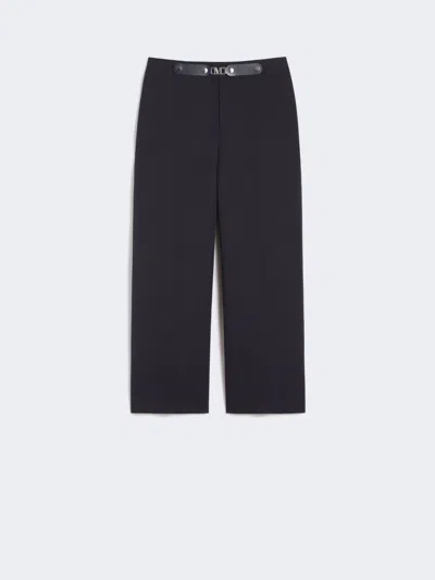 Max Mara Washed Fabric Cropped Trousers In Blue